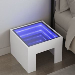 vidaXL Noptieră cu LED infinity, alb, 40x40x30 cm imagine