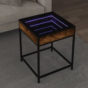 vidaXL Măsuță de cafea cu LED infinity, stejar fumuriu, 40x40x51 cm imagine