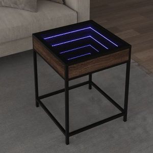 vidaXL Măsuță de cafea cu LED infinity, stejar maro, 40x40x51 cm imagine