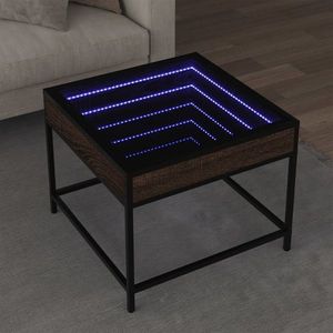 vidaXL Măsuță de cafea cu LED infinity, stejar maro, 50x50x41 cm imagine