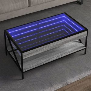 vidaXL Măsuță de cafea cu LED infinity, gri sonoma, 90x50x38 cm imagine