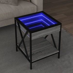 vidaXL Măsuță de cafea cu LED infinity, gri sonoma, 40x40x49 cm imagine