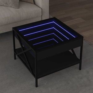 vidaXL Măsuță de cafea cu LED infinity, negru, 50x50x38 cm imagine