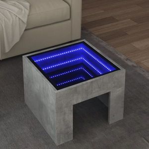 vidaXL Măsuță de cafea cu LED infinity, gri beton, 40x40x30 cm imagine