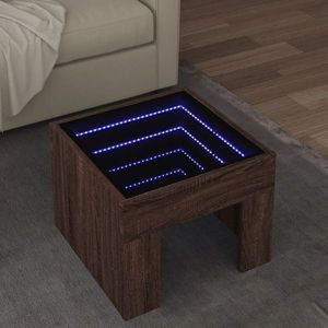 vidaXL Măsuță de cafea cu LED infinity, stejar maro, 40x40x30 cm imagine