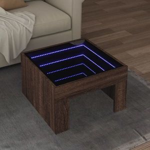 vidaXL Măsuță de cafea cu LED infinity, stejar maro, 50x50x30 cm imagine