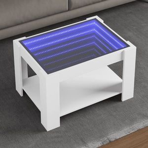 vidaXL Măsuță de cafea cu LED, alb, 73x53x45 cm, lemn prelucrat imagine