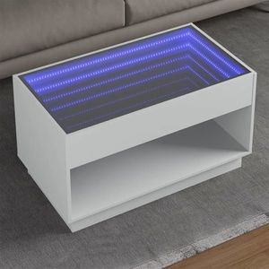 vidaXL Măsuță de cafea cu LED infinity, alb, 90x50x50 cm imagine