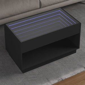 vidaXL Măsuță de cafea cu LED infinity, negru, 90x50x50 cm imagine