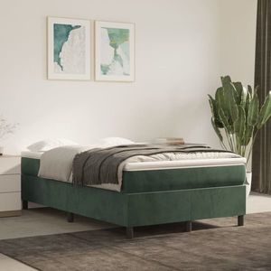 vidaXL Pat box spring cu saltea, verde închis, 120x200 cm, catifea imagine