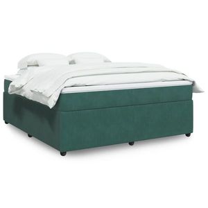 vidaXL Pat box spring cu saltea, verde închis, 180x200 cm, catifea imagine