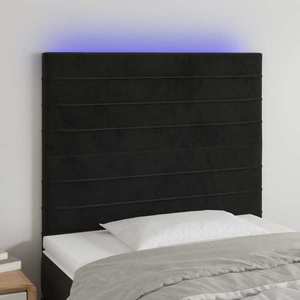 vidaXL Tăblie de pat cu LED, negru, 80x5x118/128 cm, catifea imagine