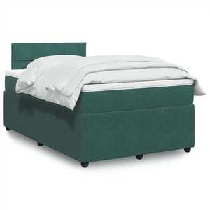 vidaXL Pat box spring cu saltea, verde închis, 120x190 cm, catifea imagine