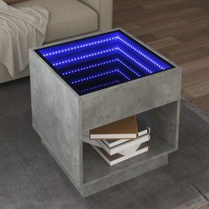 vidaXL Măsuță de cafea cu LED infinity, gri beton, 50x50x50 cm imagine