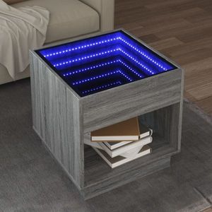 vidaXL Măsuță de cafea cu LED infinity, gri sonoma, 50x50x50 cm imagine