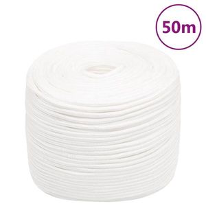 vidaXL Frânghie de barcă, alb complet, 6 mm, 50 m, polipropilenă imagine