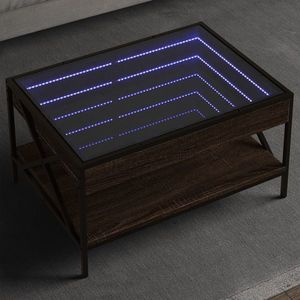 vidaXL Măsuță de cafea cu LED infinity, stejar maro, 70x50x38 cm imagine