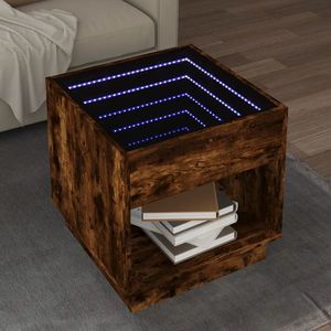 vidaXL Măsuță de cafea cu LED infinity, stejar fumuriu, 50x50x50 cm imagine