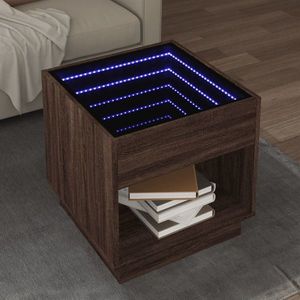 vidaXL Măsuță de cafea cu LED infinity, stejar maro, 50x50x50 cm imagine