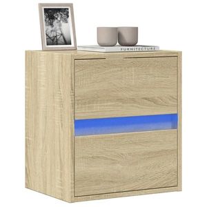 vidaXL Comodă TV de perete cu lumini LED, stejar sonoma, 41x31x45 cm imagine