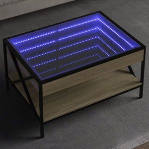 vidaXL Măsuță de cafea cu LED infinity, stejar sonoma, 70x50x38 cm imagine