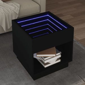 vidaXL Măsuță de cafea cu LED infinity, negru, 50x50x50 cm imagine