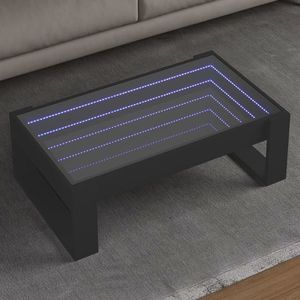 vidaXL Măsuță de cafea cu LED infinity, negru, 90x53x30 cm imagine