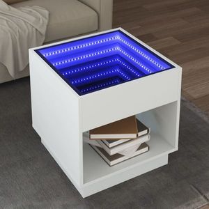 vidaXL Măsuță de cafea cu LED infinity, alb, 50x50x50 cm imagine