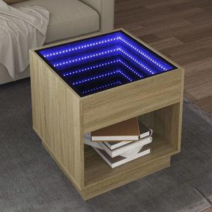 vidaXL Măsuță de cafea cu LED infinity, stejar sonoma, 50x50x50 cm imagine