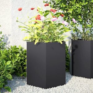 vidaXL Jardinieră de grădină negru 46x40x45 cm oțel hexagonal imagine