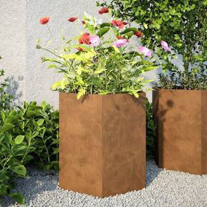 vidaXL Jardinieră de grădină 46x40x45 cm oțel corten hexagonal imagine