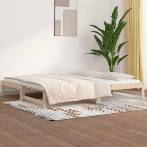 vidaXL Pat de zi extensibil, 2x(80x200) cm, lemn masiv de pin imagine