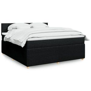 vidaXL Pat box spring cu saltea, negru, 180x200 cm, catifea imagine