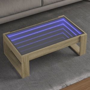 vidaXL Măsuță de cafea cu LED infinity, stejar sonoma, 90x53x30 cm imagine