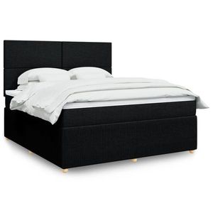 vidaXL Pat box spring cu saltea, negru, 180x200 cm, catifea imagine