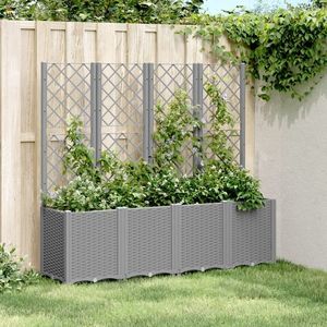 vidaXL Jardinieră de grădină cu spalier gri deschis 160x40x140 cm PP imagine