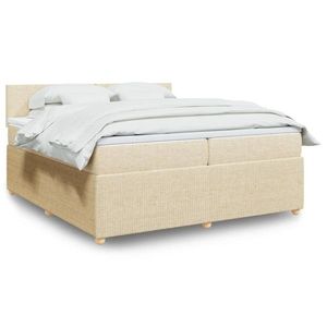 vidaXL Pat box spring cu saltea, crem, 200x200 cm, textil imagine