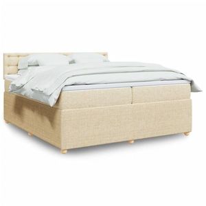 vidaXL Pat box spring cu saltea, crem, 200x200 cm, textil imagine