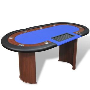 vidaXL Masă Poker 10 persoane, zonă dealer și suport jetoane, albastru imagine