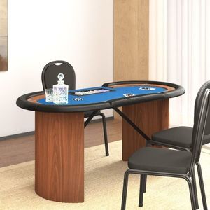 vidaXL Masă de poker 10 jucători, tavă jetoane, albastru, 160x80x75 cm imagine