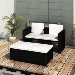 vidaXL Set mobilier relaxare grădină, 4 piese cu perne, negru, oțel imagine