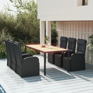 vidaXL Set mobilier pentru grădină, 7 piese, negru, poliratan imagine