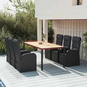 vidaXL Set mobilier de grădină cu perne, 7 piese, negru, poliratan imagine