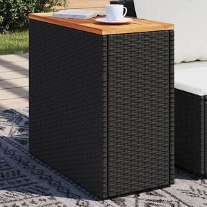 vidaXL Masă laterală de grădină blat lemn negru 58x27, 5x55cm poliratan imagine