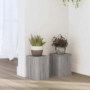 vidaXL Suporturi de plante 2 buc. gri sonoma 15x15x20cm lemn prelucrat imagine