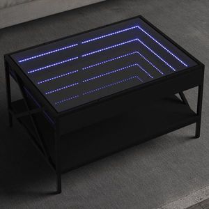 vidaXL Măsuță de cafea cu LED infinity, negru, 70x50x38 cm imagine