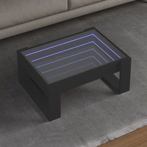 vidaXL Măsuță de cafea cu LED infinity, negru, 70x53x30 cm imagine