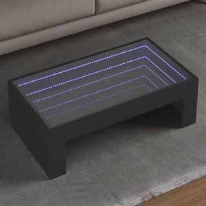 vidaXL Măsuță de cafea cu LED infinity, negru, 90x50x30 cm imagine