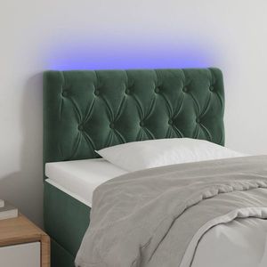 vidaXL Tăblie de pat cu LED, verde închis, 80x7x78/88 cm, catifea imagine