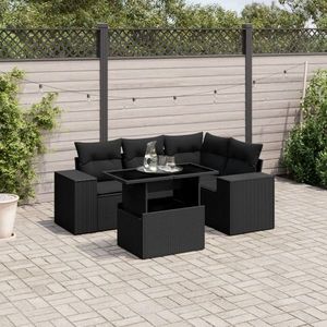 vidaXL Set mobilier de grădină cu perne, 5 piese, negru, poliratan imagine